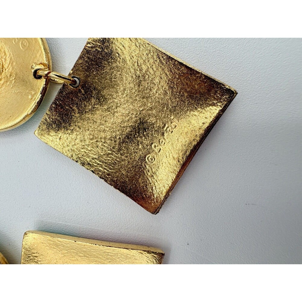 Vintage Signed Edgar Berebi 80s Enamel Art Deco Earrings Colorblock Dangle - Picture 4 of 6